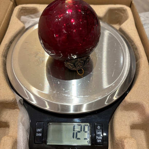 Vtg Heavy Mercury Crackle Glass Cranberry Christmas Ornament Mirrored KugelGlass - Picture 6 of 6